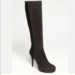 Stuart Weitzman Grey Suede Skyline Above Knee High Tall Boots